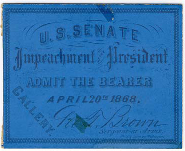 Ticket, 1868 Impeachment Trial, United States Senate Chamber (Acc. No. 16.00076.001)