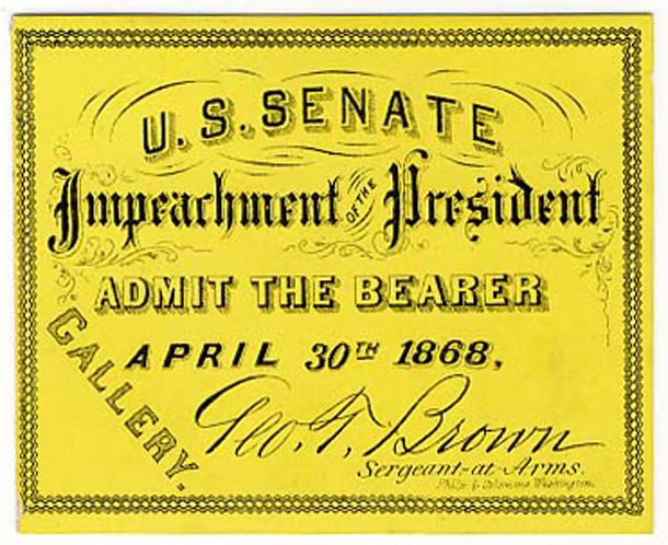 Ticket, 1868 Impeachment Trial, United States Senate Chamber (Acc. No. 16.00080.001)