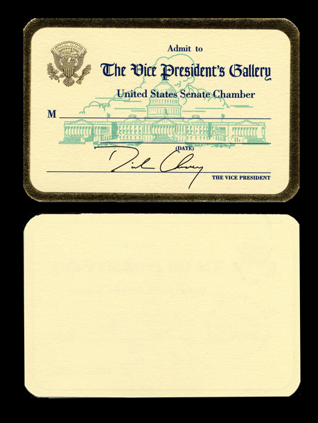 Gallery Pass, Vice President's Gallery, United States Senate Chamber (Acc. No. 16.00158.000)