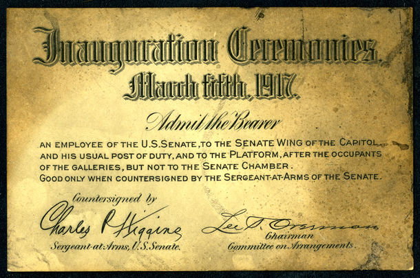 Ticket, 1917 Inauguration Ceremonies (Acc. No. 16.00239.000)