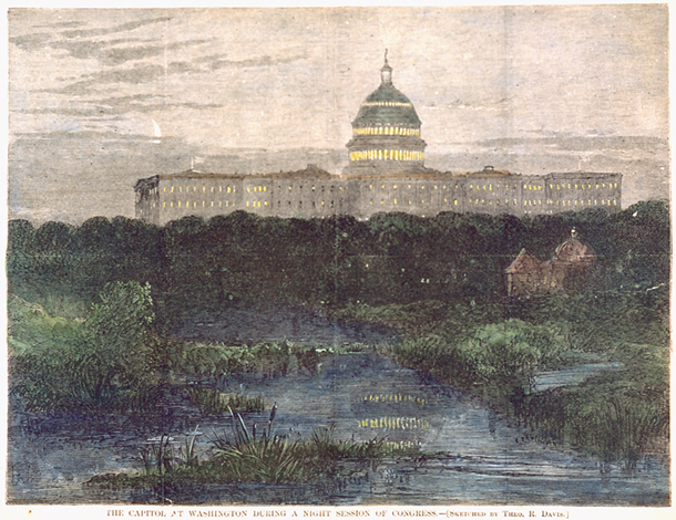 The Capitol at Washington during a Night Session of Congress. (Acc. No. 38.00040.001)