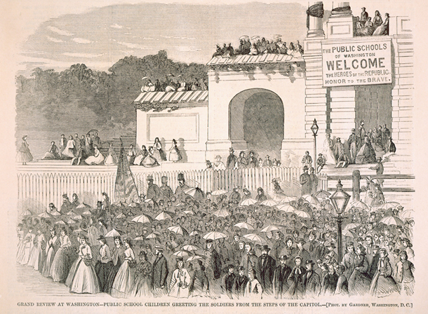 Grand Review at Washington—Public School Children Greeting the Soldiers from the Steps of the Capitol. (Acc. No. 38.00127.002a)