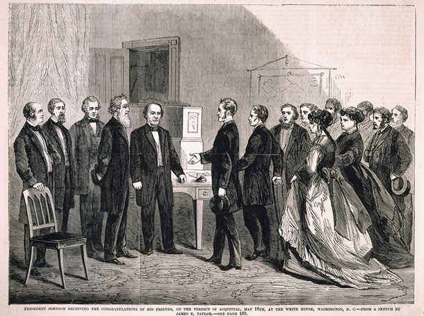 President Johnson Receiving the Congratulations of His Friends, on the Verdict of Acquittal, May 16th, at the White House, Washington, D.C. (Acc. No. 38.00378.001b)