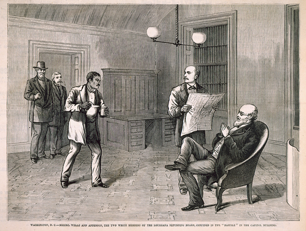 Washington, D.C.—Messrs. Wells and Anderson, the Two White Members of the Louisiana Returning Board, Confined in the "Bastile" in the Capitol Building. (Acc. No. 38.00396.001b)