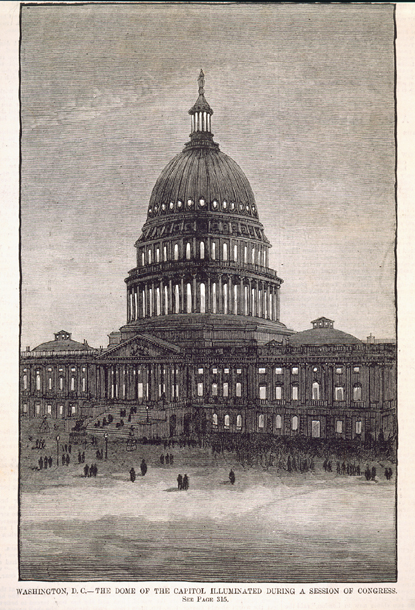 Washington, D.C.&mdash;The Dome of the Capitol Illuminated during a Session of Congress. (Acc. No. 38.00410.001)