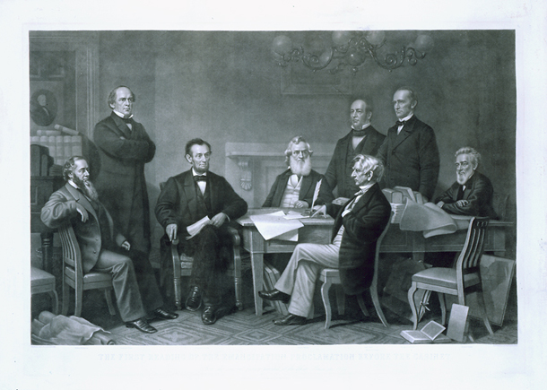 The First Reading of the Emancipation Proclamation before the Cabinet. (Acc. No. 38.00450.001)