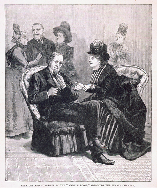 Senators and Lobbyists in the "Marble Room," Adjoining the Senate Chamber. (Acc. No. 38.00510.001)