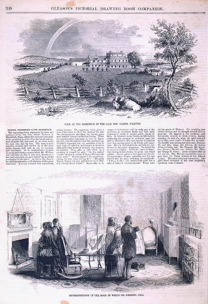 View of the Residence of the Late Hon. Daniel Webster. / Representation of the Room in Which Mr. Webster Died. (Acc. No. 38.00760.001)