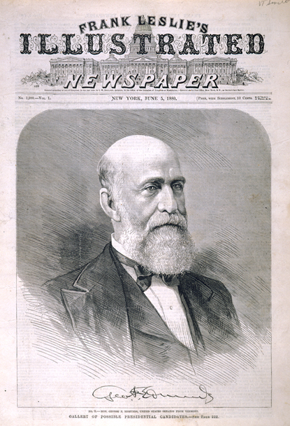 Gallery of Possible Presidential Candidates. No. 8. Hon. George F. Edmunds, United States Senator from Vermont. (Acc. No. 38.00863.001)
