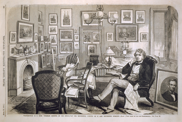 Washington, D. C.&mdash;Hon. Charles Sumner in His Study, at His Residence, Corner of H and Fifteenth Streets. (Acc. No. 38.00965.001)
