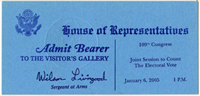 Image: Ticket, Joint Session to Count the Electoral Vote, 109th Congress(Cat. no. 16.00123.000)