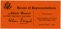 Image: Ticket, Joint Session to Count the Electoral Vote, 105th Congress(Cat. no. 16.00124.000)