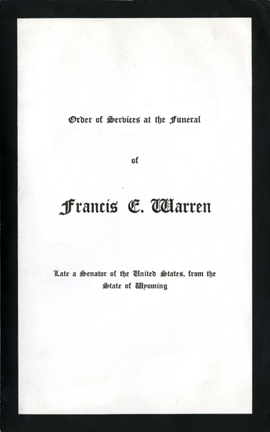 Image:  Order of Services, 1929 Francis E. Warren Funeral (Cat. no. 11.00004.00c)
