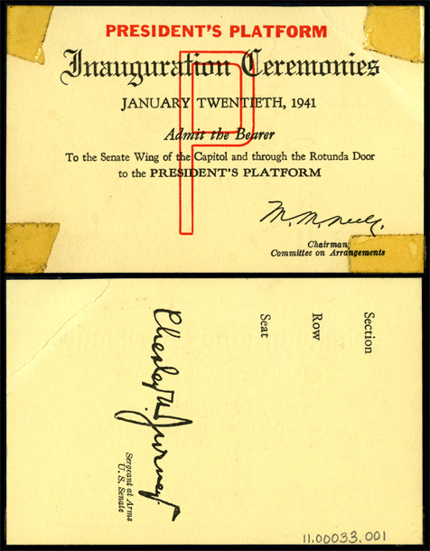Image of the 1941 Inauguration Ticket