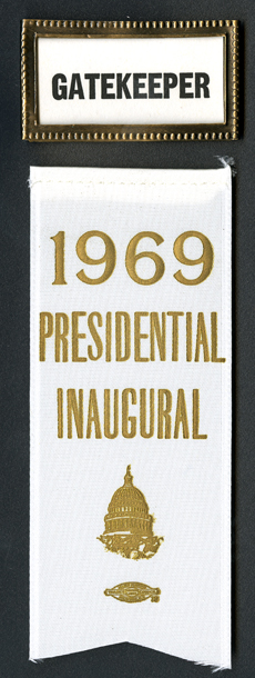 Image of the gatekeeper badge for the 1969 Inauguration Ceremonies.