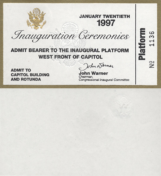 Image of the 1997 Inauguration Ticket