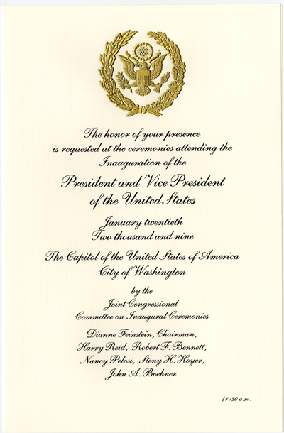2009 Inauguration Invitation