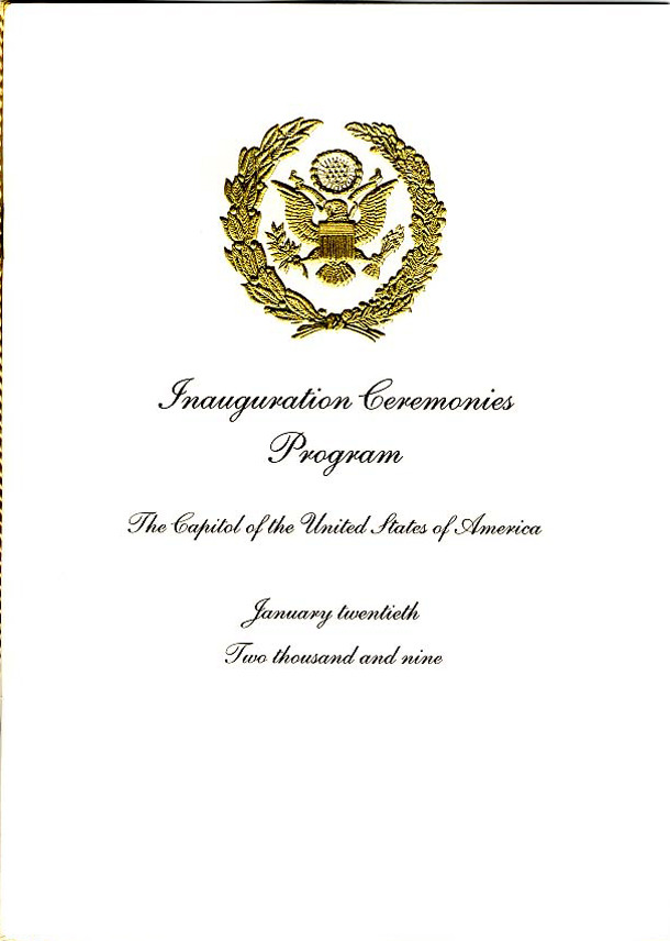 Program, 2009 Inaugural Ceremonies (Acc. No. 11.00102.001d)