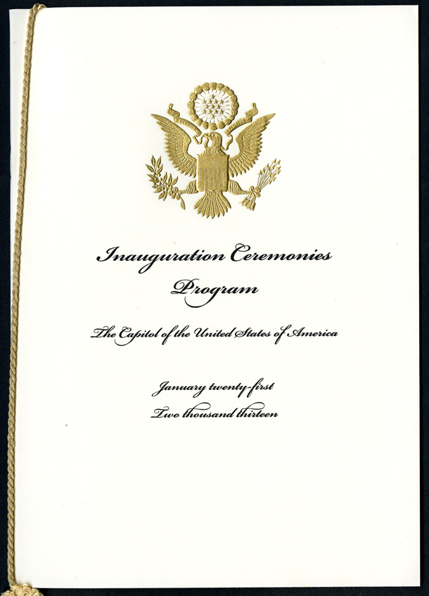 Program, 2013 Inauguration Ceremonies (Acc. No. 11.00112.036d)