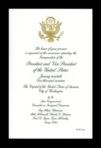 Invitation, 2017 Inauguration Ceremonies