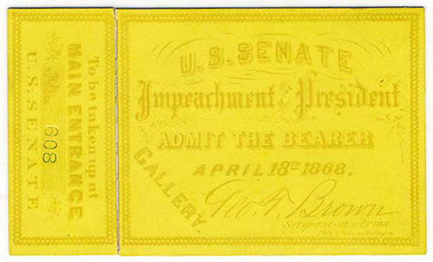 Image: Ticket, 1868 Impeachment Trial, United States Senate Chamber (Cat. no. 16.00058.001)