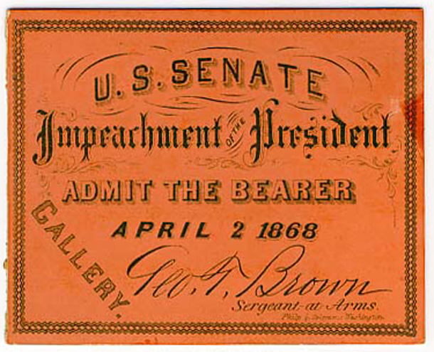 Image: Ticket, 1868 Impeachment Trial, United States Senate Chamber (Cat. no. 16.00065.000)