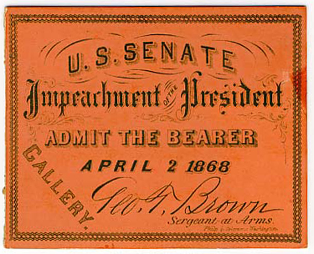 Ticket, 1868 Impeachment Trial, United States Senate Chamber (Acc. No. 16.00065.001)