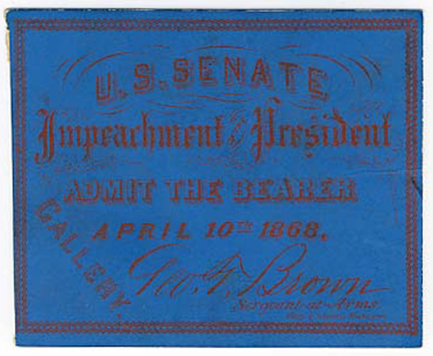 Image: Ticket, 1868 Impeachment Trial, United States Senate Chamber (Cat. no. 16.00069.000)