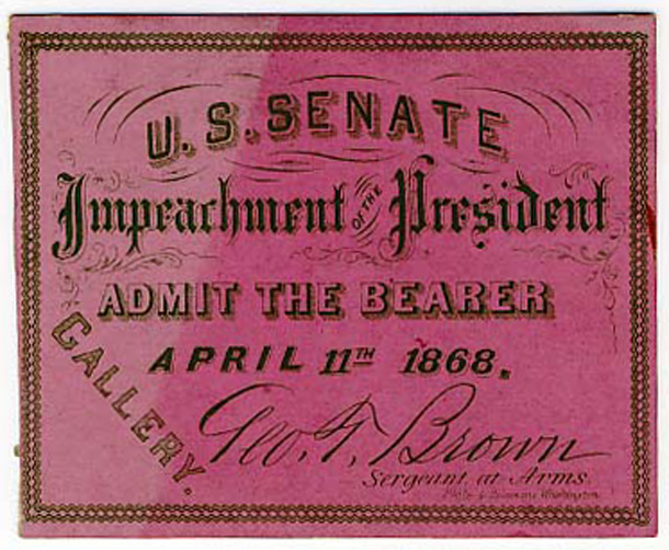 Image: Ticket, 1868 Impeachment Trial, United States Senate Chamber (Cat. no. 16.00070.001)