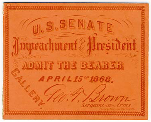 Image: Ticket, 1868 Impeachment Trial, United States Senate Chamber (Cat. no. 16.00073.001)