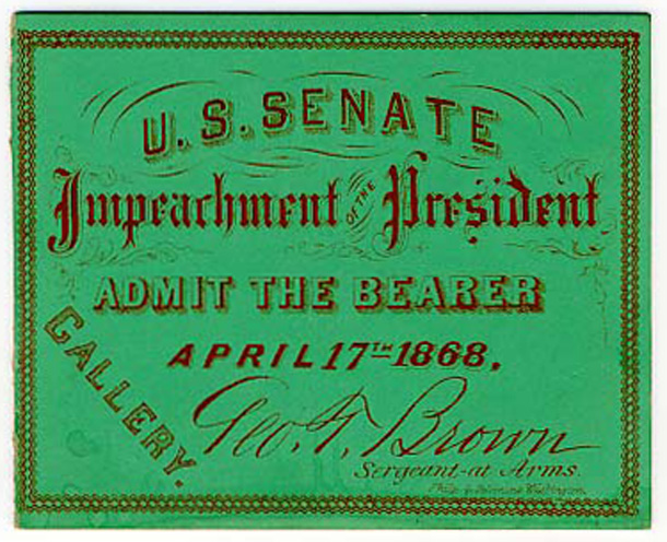 Image: Ticket, 1868 Impeachment Trial, United States Senate Chamber (Cat. no. 16.00075.001)
