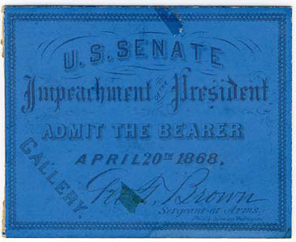 Image: Ticket, 1868 Impeachment Trial, United States Senate Chamber (Cat. no. 16.00076.001)
