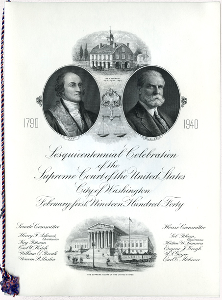 Program, Sesquicentennial Celebration of the Supreme Court of the United States, City of Washington, February 1, 1940 (Acc. No. 16.00270.000a-b)