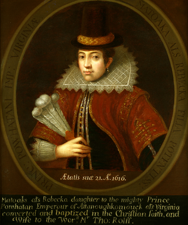 Pocahontas by Unknown after an unidentified artist, English School, after the 1616 engraving by Simon van de Passe (1595 ca.-1647)