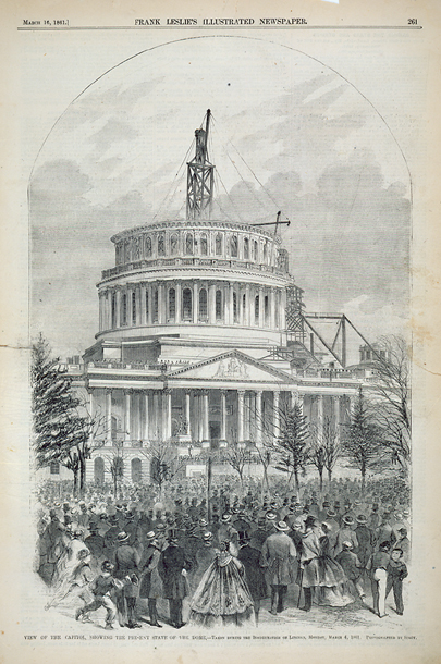 View of the Capitol, Showing Present State of the Dome.—Taken during the Inauguration of Lincoln, Monday, March 4, 1861.