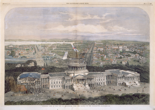 Birds Eye View of the City of Washington, with the Capitol in the Foreground
