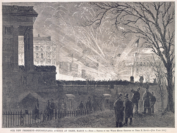 Our New President—Pennsylvania Avenue at Night, March 5. (Acc. No. 38.00036.003b)