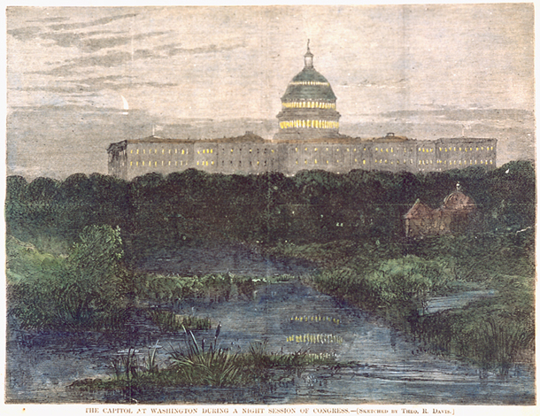 The Capitol at Washington During a Night Session of Congress.