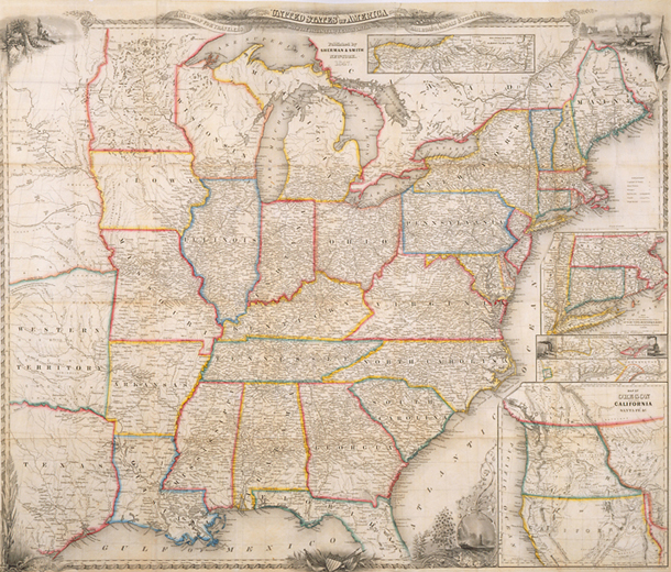 A New Map for Travelers through the United States of America Showing the Railroads, Canals & Stage Roads. (Acc. No. 38.00056.001)