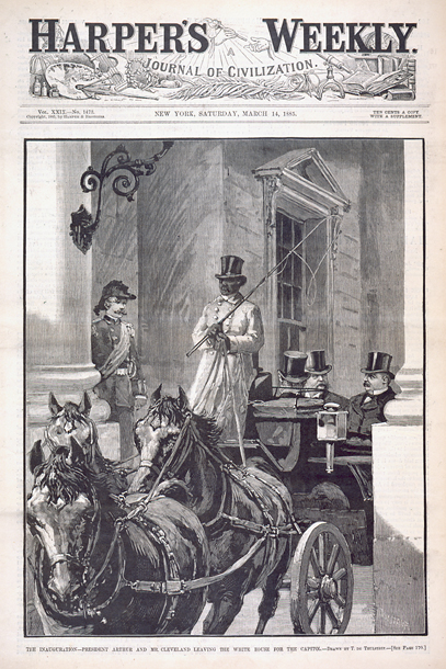 The Inauguration—President Arthur and Mr. Cleveland Leaving the White House for the Capitol.