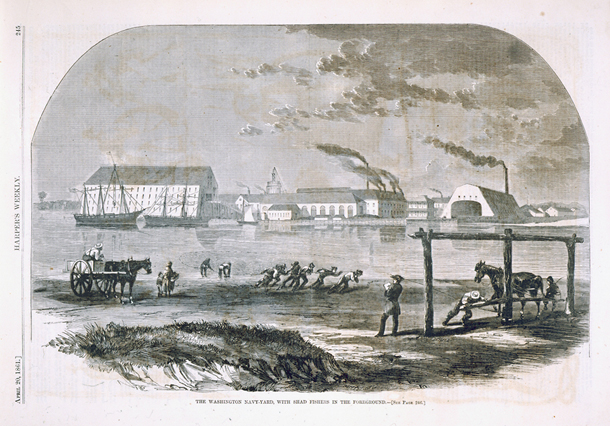 The Washington Navy-Yard, with Shad Fishers in the Foreground. (Acc. No. 38.00179.001)