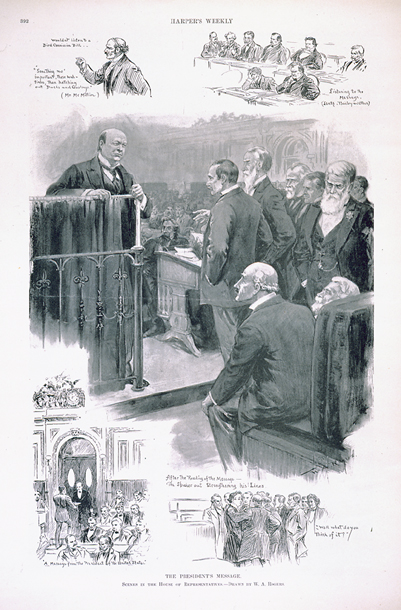 The President's Message. Scenes in the House of Representatives. (Acc. No. 38.00235.001)