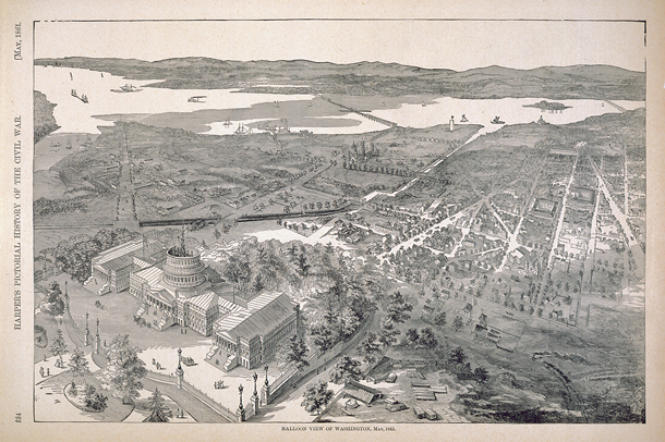 Balloon View of Washington, May, 1861. (Acc. No. 38.00253.001)