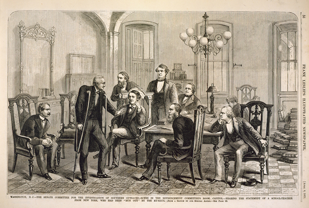 Washington, D.C.—The Senate Committee for the Investigation of Southern Outrages—Scene in the Retrenchment Committee's Room, Capitol.—Hearing the Statement of a School-Teacher from New York, Who Had Been "Run Out" by the Ku-Klux. (Acc. No. 38.00382.001)