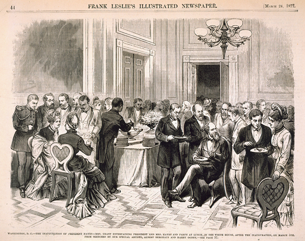 Washington, D. C.—The Inauguration of President Hayes—Mrs. Grant Entertaining President and Mrs. Hayes and Party at Lunch, in the White House, After the Inauguration, on March 5th.