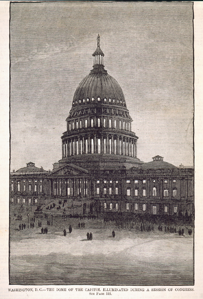 Washington, D.C.—The Dome of the Capitol Illuminated during a Session of Congress. (Acc. No. 38.00410.001)