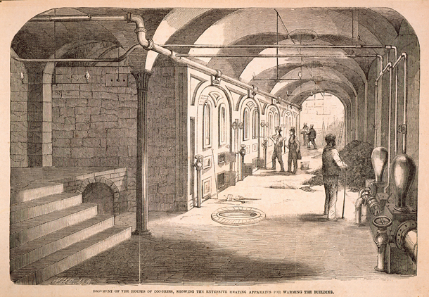 Basement of the Houses of Congress, Showing the Extensive Heating Apparatus for Warming the Building.