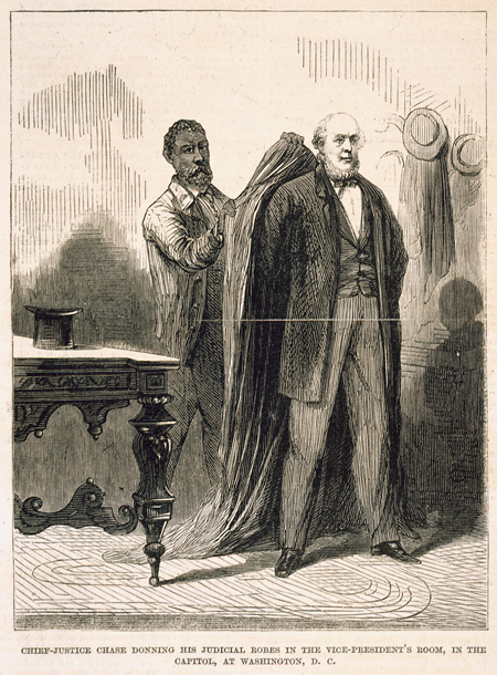 Chief-Justice Chase Donning His Judicial Robes in the Vice-President's Room, in the Capitol, at Washington, D.C. (Acc. No. 38.00429.001a)