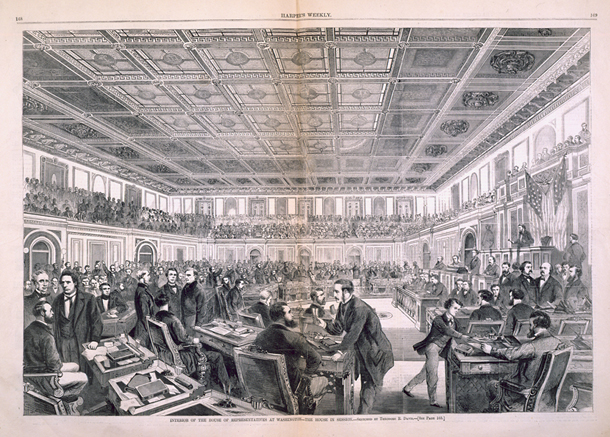 Interior of the House of Representatives at Washington—The House in Session. (Acc. No. 38.00444.001)
