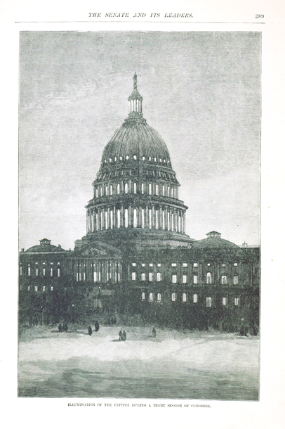 Illumination of the Capitol during a Night Session of Congress. (Acc. No. 38.00509.001)